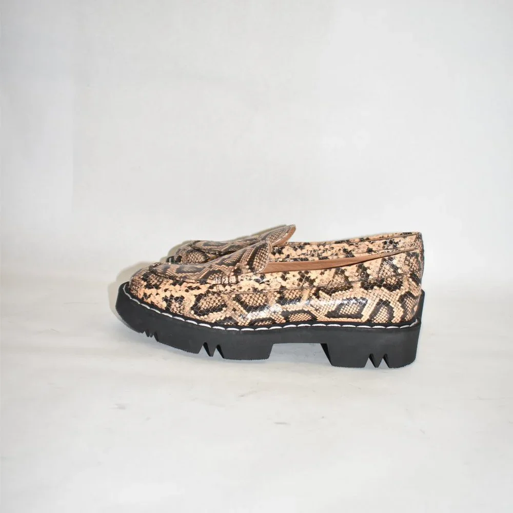 $450 AQUATALIA HONORA SNAKESKIN PRINT LOAFER LEATHER CARAMEL 9 (ME5) - Picture 5 of 8